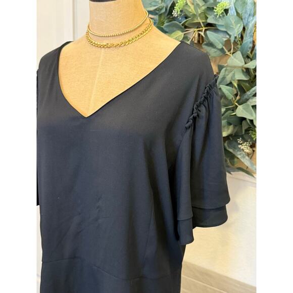 ANN TAYLOR Black Silky Top Shirt Blouse size XXL 2XL - Picture 2 of 7